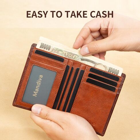 Men's Real Leather RFID Blocking Bifold Wallet Stylish Anti Theft Security With ID Window (Camel-02) in Saudi Arabia
