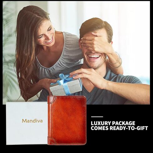 Men's Real Leather RFID Blocking Bifold Wallet Stylish Anti Theft Security With ID Window (Camel-02) in Saudi Arabia