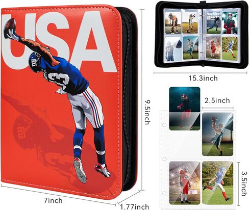 Trading Card Binder with Sleeve Soccer Card Holder, 50 Page 400 Card Pocket Sports Card Zipper Album Storage Organizer for Football, Baseball, TCG Game Cards Collection, Black in Saudi Arabia