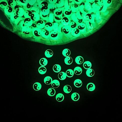 200pcs 7mm Tai Chi Yin Yang Glow in The Dark Beads for Jewelry Making, Luminous Acrylic Beads for DIY Bracelet Necklace Craft Making Supplies (Luminous) in Saudi Arabia