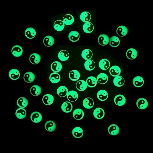 200pcs 7mm Tai Chi Yin Yang Glow in The Dark Beads for Jewelry Making, Luminous Acrylic Beads for DIY Bracelet Necklace Craft Making Supplies (Luminous) in Saudi Arabia