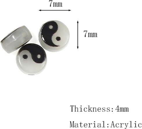 200pcs 7mm Tai Chi Yin Yang Glow in The Dark Beads for Jewelry Making, Luminous Acrylic Beads for DIY Bracelet Necklace Craft Making Supplies (Luminous) in Saudi Arabia