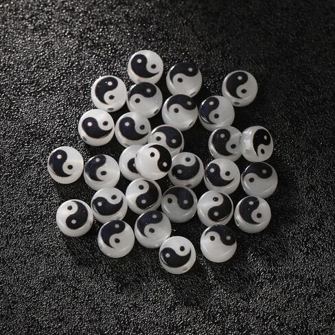 200pcs 7mm Tai Chi Yin Yang Glow in The Dark Beads for Jewelry Making, Luminous Acrylic Beads for DIY Bracelet Necklace Craft Making Supplies (Luminous) in Saudi Arabia