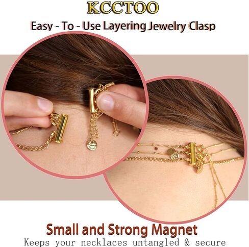 4 Pieces 2 Sizes Slide Clasp Lock for Necklace - Gold and Silver Plated Magnetic Tube Lock Connectors for Layered Bracelet Jewelry Multi Strands Crafts Necklace Spacer Clasp (Clasp 4pc Y) in Saudi Arabia