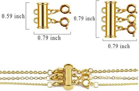 4 Pieces 2 Sizes Slide Clasp Lock for Necklace - Gold and Silver Plated Magnetic Tube Lock Connectors for Layered Bracelet Jewelry Multi Strands Crafts Necklace Spacer Clasp (Clasp 4pc Y) in Saudi Arabia