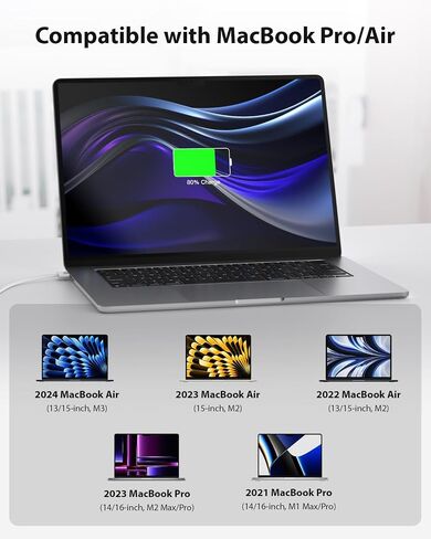 Amavasion 140W USB-C to Magnetic 3 Cable 6.6Ft, Compatible with MacBook Pro (14/16-inch, 2023), MacBook Pro (14/16-inch,2021), MacBook Air (13/15-inch, 2024/2022), MacBook Air (2023) in Saudi Arabia