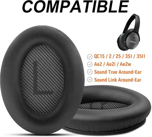 Replacement Ear Pads for Bose QC25 QC35 Memory Foam Also Fits QuietComfort 2/QC15/QC35 II/Ae2 / Ae2i / Ae2w / SoundLink 1&2/SoundTrue 1&2 Around-Ear (Dark Black) in Saudi Arabia