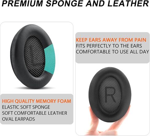 Replacement Ear Pads for Bose QC25 QC35 Memory Foam Also Fits QuietComfort 2/QC15/QC35 II/Ae2 / Ae2i / Ae2w / SoundLink 1&2/SoundTrue 1&2 Around-Ear (Dark Black) in Saudi Arabia