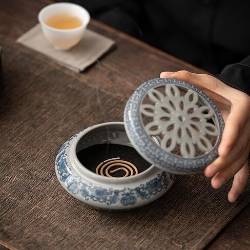 Incense Burner,Mosquito Coil Holder Ceramic Incense Stick Holder,Incense Cone Holder,Elegant Cone Incense Burner Set for Office Yoga and Livingroom Decor Home (Width-4.26) in Saudi Arabia
