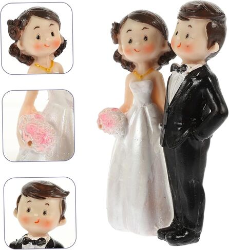 Toyvian Wedding Doll Ornaments Couple Sculpture Lovely Cake Decor Wedding Cake Decorations Rustic Cakes Toppers Delicate Couple Figure Wedding Cake Figurine Groom Desktop China Bride Resin in Saudi Arabia