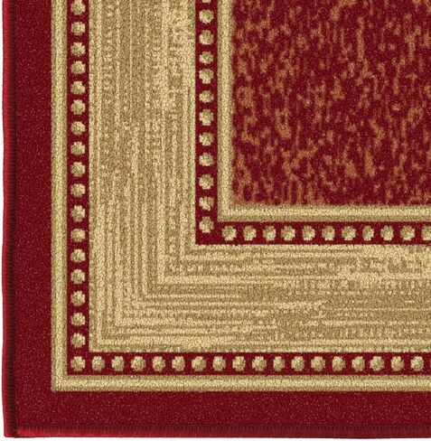 سجادة عداء عصرية قابلة للغسل في الغسالة، تصميم بظهر مطاطي غير قابل للانزلاق مقاس 2 × 5، للممر، المطبخ، غرفة المعيشة، غرفة النوم، المدخل، 20 بوصة × 59 بوصة، أحمر/بيج in Saudi Arabia