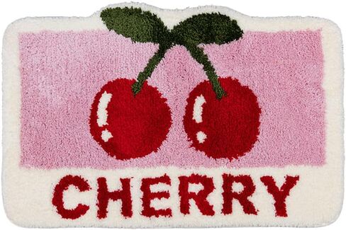 Cute Cherry Bath Mat,Non Slip Soft Fluffy and Absorbent Microfiber Washable Bathroom Rug,Funny Fruit Bathmats Bathroom Home Decor 19.7x31.5 Inch in Saudi Arabia