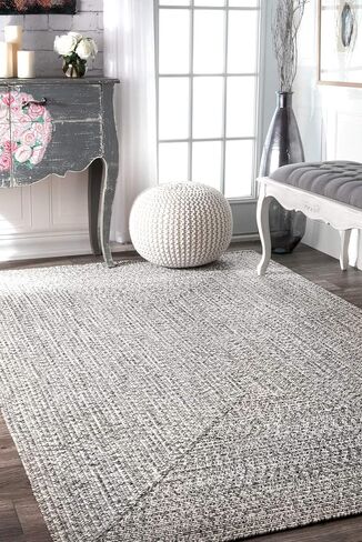 nuLOOM Wynn Braided Indoor/Outdoor Area Rug, 3x5, Light Grey/Salt and Pepper in Saudi Arabia