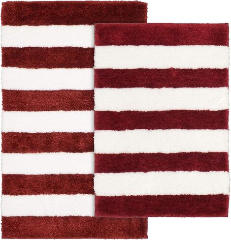 Garland Rug Beach Stripe Washable Bath Rug, 2-Piece Set, Basin Blue/White in Saudi Arabia