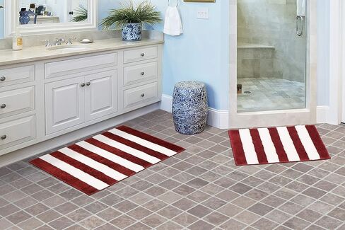 Garland Rug Beach Stripe Washable Bath Rug, 2-Piece Set, Basin Blue/White in Saudi Arabia