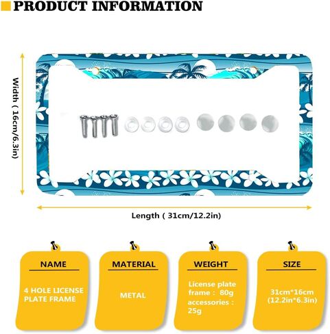 إطار لوحة ترخيص مطبوع عليه شجرة نخيل بوهينيا للنساء، أغطية لوحة تراخيص السيارة لبطاقة الترخيص in Kuwait