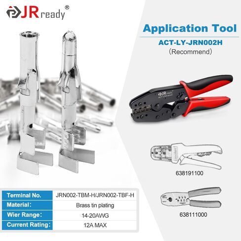 JRready ST6420 Standard.093" Pin and Socket Power Connectors 12 Circuits (2 Matched Sets), 14-20 AWG，Compatible with Molex Standard.093" 12 Pin Male& Female Connector, 5.03 mm Pitch, Free Hanging in Saudi Arabia