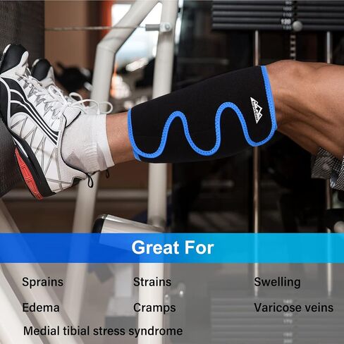 supregear Calf Support Brace, Adjustable Shin Splint Compression Calf Wrap Sleeve for Muscle Swelling Pain Relief Hiking Training Comfortable Breathable Calf Support for Men and Women, Black in Saudi Arabia