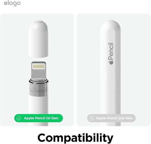elago Pencil Protection Set Compatible with Apple Pencil 1st Generation, Cap Holder, Cap Replacement, Charging Cable Adapter Tether, Pencil Nib Cover, 4 Items Included [White] in Saudi Arabia