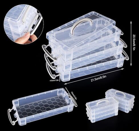 Pencil Box Plastic Storage Containers with Latching Lids Stackable Office Supplies Organizer with a Handle for Gel Pens Erasers Crafts Markers Crayon(2 x 3 Layer) in Saudi Arabia