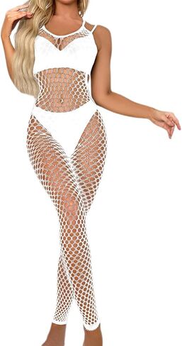 ملابس داخلية نسائية بيضاء من شبكة صيد السمك، جوارب للجسم مثيرة من شبكة صيد السمك، بدلة بيبي دول شبكية من قطعة واحدة مع جوارب، ملابس داخلية بذلة ملابس نوم in Kuwait