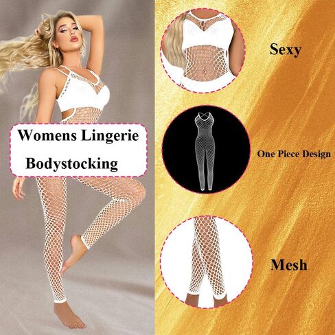 ملابس داخلية نسائية بيضاء من شبكة صيد السمك، جوارب للجسم مثيرة من شبكة صيد السمك، بدلة بيبي دول شبكية من قطعة واحدة مع جوارب، ملابس داخلية بذلة ملابس نوم in Kuwait