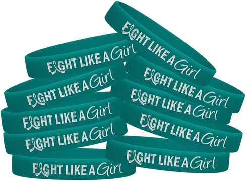 سوار معصم من السيليكون الهجين من Fight Like a Girl للتوعية بالسرطان والتوعية (عبوة من 10 قطع) in Kuwait