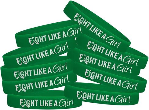 سوار معصم من السيليكون الهجين من Fight Like a Girl للتوعية بالسرطان والتوعية (عبوة من 10 قطع) in Kuwait