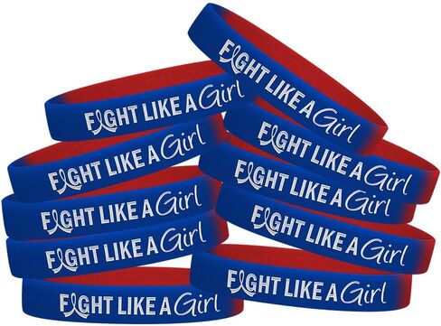سوار معصم من السيليكون الهجين من Fight Like a Girl للتوعية بالسرطان والتوعية (عبوة من 10 قطع) in Kuwait