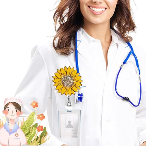 مضحك لطيف ممرضة شارة بكرة قابل للسحب اسم العلامة معرف كليب حامل شارة قابل للسحب لمساعد طبي صيدلة التمريض طالب مستشفى العمل الهدايا السائبة مكتب (عباد الشمس الصفراء) in Kuwait
