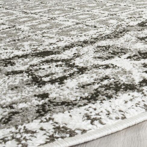 SAFAVIEH Adirondack Collection Area Rug - 6' Round, Black & Silver, Distressed Design, Non-Shedding & Easy Care, Ideal for High Traffic Areas in Living Room, Bedroom (ADR110A) in Saudi Arabia