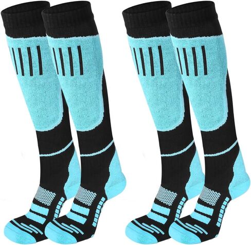 JBM زوجان من جوارب التزلج على الجليد للنساء للتزلج على الجليد، جوارب حرارية شتوية دافئة، فوق ربلة الساق مانعة للانزلاق in Kuwait