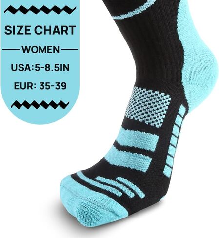 JBM زوجان من جوارب التزلج على الجليد للنساء للتزلج على الجليد، جوارب حرارية شتوية دافئة، فوق ربلة الساق مانعة للانزلاق in Kuwait