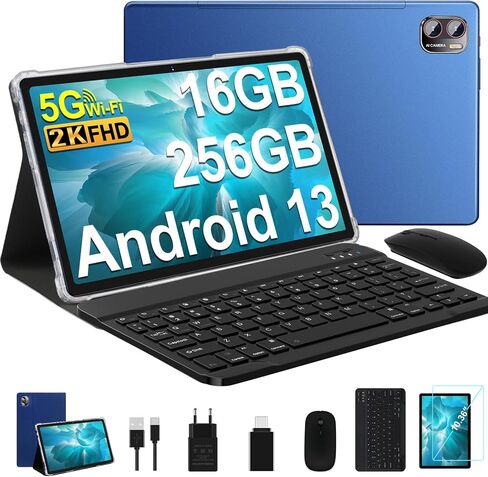 2024 تابلت أندرويد 13 شاشة 2K، تابلت 16 جيجابايت رام + 256 جيجابايت روم + TF 1 تيرابايت / 2000 × 1200 بيكسل / 5 جي واي فاي / 8600 مللي أمبير / 5 ميجابكسل + 13 ميجابكسل، تابلت مع لوحة مفاتيح ماوس أزرق in Saudi Arabia