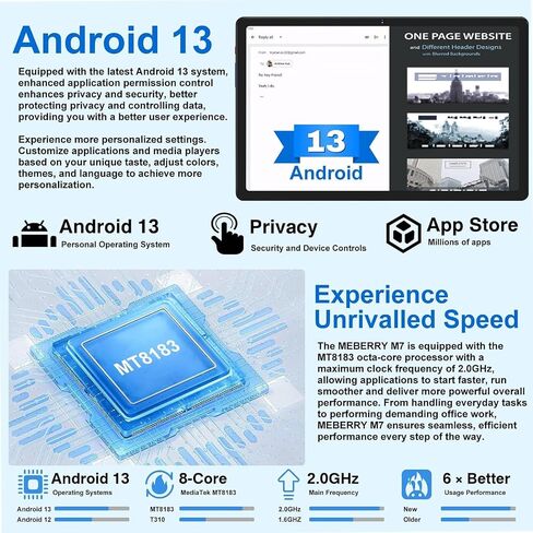 2024 تابلت أندرويد 13 شاشة 2K، تابلت 16 جيجابايت رام + 256 جيجابايت روم + TF 1 تيرابايت / 2000 × 1200 بيكسل / 5 جي واي فاي / 8600 مللي أمبير / 5 ميجابكسل + 13 ميجابكسل، تابلت مع لوحة مفاتيح ماوس أزرق in Saudi Arabia