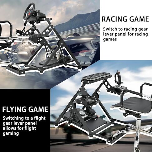 Minneer Flight racing simulator cockpit Foldable Steering Wheel Stand with Seat Fixing Slot, Fits for Logitech/Thrustmaster/Fanatec X56/X52/G29/G923/T248/T300/TSPC game wheel Excluding Wheel, Pedals in Kuwait