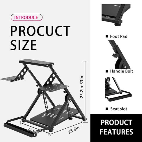 Minneer Flight racing simulator cockpit Foldable Steering Wheel Stand with Seat Fixing Slot, Fits for Logitech/Thrustmaster/Fanatec X56/X52/G29/G923/T248/T300/TSPC game wheel Excluding Wheel, Pedals in Kuwait