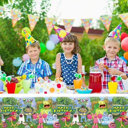 singing monsters birthday party decorations party supplies includes tablecloth, dinner plates, stickers, forks, decals in Saudi Arabia