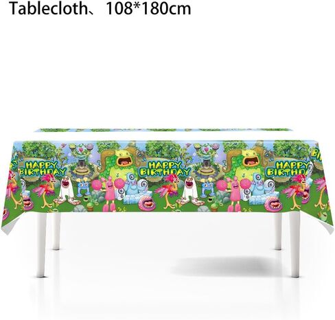 singing monsters birthday party decorations party supplies includes tablecloth, dinner plates, stickers, forks, decals in Saudi Arabia