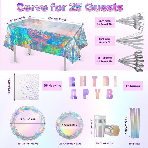 زينة الحفلات قزحية الألوان، مستلزمات أعياد الميلاد ثلاثية الأبعاد، مجموعة أدوات مائدة للحفلات قزحية الألوان، أطباق ورقية ثلاثية الأبعاد، مناديل أكواب، القش، لافتة مفرش المائدة لحفلات أعياد الميلاد، يخدم 25 in Kuwait