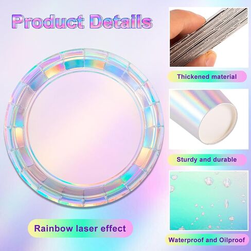 زينة الحفلات قزحية الألوان، مستلزمات أعياد الميلاد ثلاثية الأبعاد، مجموعة أدوات مائدة للحفلات قزحية الألوان، أطباق ورقية ثلاثية الأبعاد، مناديل أكواب، القش، لافتة مفرش المائدة لحفلات أعياد الميلاد، يخدم 25 in Kuwait