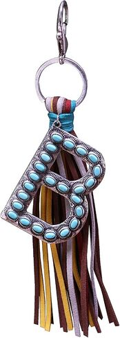 Western Initial Letter A-Z Key Chain, Handbags Charm with Leather Tassel and Easy Snap Hook in Saudi Arabia