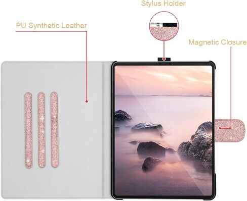 Fingic iPad Air 13 inch Case 2024,iPad Pro 12.9 inch 2022/2021/2020/2018 Case Glitter with Pencil Holder PU Leather Folio Smart Stand Magnetic Auto Wake/Sleep Shockproof Case for iPad Pro 12.9 6/5/4/3 in Saudi Arabia
