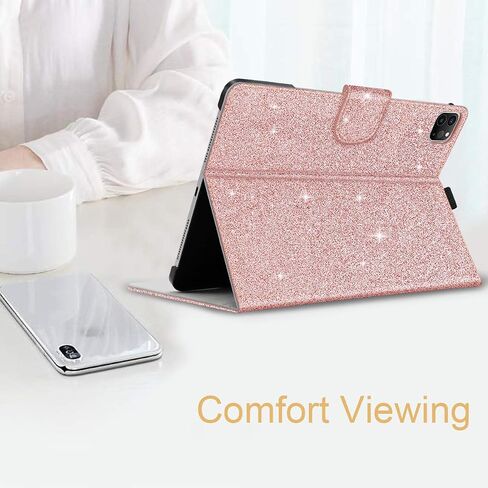 Fingic iPad Air 13 inch Case 2024,iPad Pro 12.9 inch 2022/2021/2020/2018 Case Glitter with Pencil Holder PU Leather Folio Smart Stand Magnetic Auto Wake/Sleep Shockproof Case for iPad Pro 12.9 6/5/4/3 in Saudi Arabia