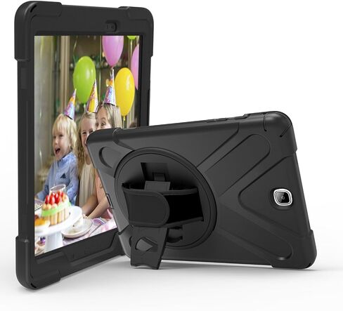 Galaxy Tab A 9.7 Case KIQ Full-Body Shock Proof Hybrid Heavy Duty Armor Protective Case for Samsung Galaxy Tab A 9.7 2015, SM-T550 with Kickstand and Screen Protector (Shield Black) in Saudi Arabia
