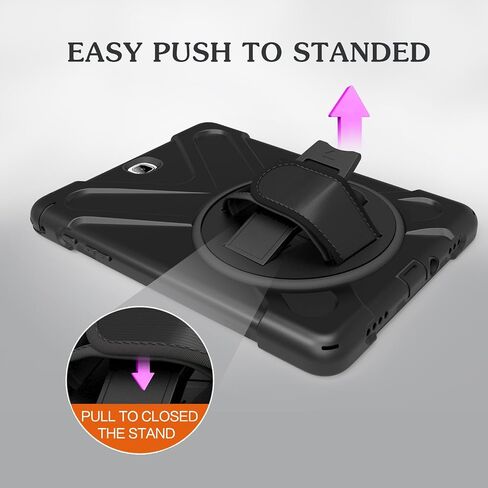 Galaxy Tab A 9.7 Case KIQ Full-Body Shock Proof Hybrid Heavy Duty Armor Protective Case for Samsung Galaxy Tab A 9.7 2015, SM-T550 with Kickstand and Screen Protector (Shield Black) in Saudi Arabia