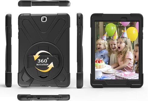 Galaxy Tab A 9.7 Case KIQ Full-Body Shock Proof Hybrid Heavy Duty Armor Protective Case for Samsung Galaxy Tab A 9.7 2015, SM-T550 with Kickstand and Screen Protector (Shield Black) in Saudi Arabia