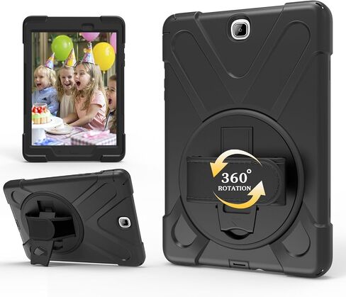 Galaxy Tab A 9.7 Case KIQ Full-Body Shock Proof Hybrid Heavy Duty Armor Protective Case for Samsung Galaxy Tab A 9.7 2015, SM-T550 with Kickstand and Screen Protector (Shield Black) in Saudi Arabia
