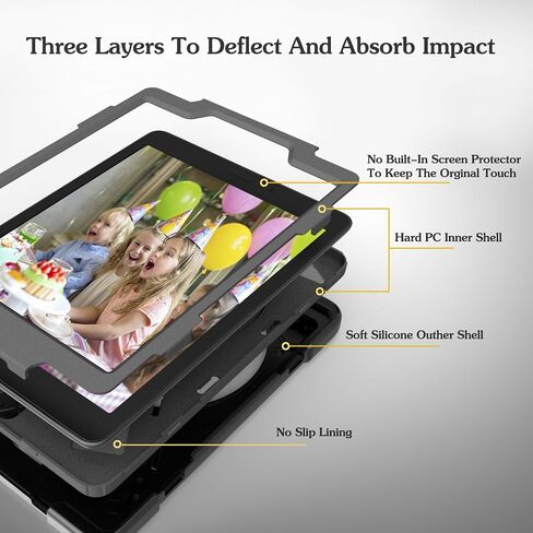 Galaxy Tab A 9.7 Case KIQ Full-Body Shock Proof Hybrid Heavy Duty Armor Protective Case for Samsung Galaxy Tab A 9.7 2015, SM-T550 with Kickstand and Screen Protector (Shield Black) in Saudi Arabia