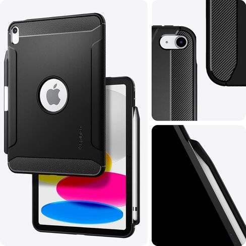 Spigen Rugged Armor مصمم لجهاز iPad 10.9 بوصة، حافظة iPad الجيل العاشر (2022) - أسود مطفي in Kuwait